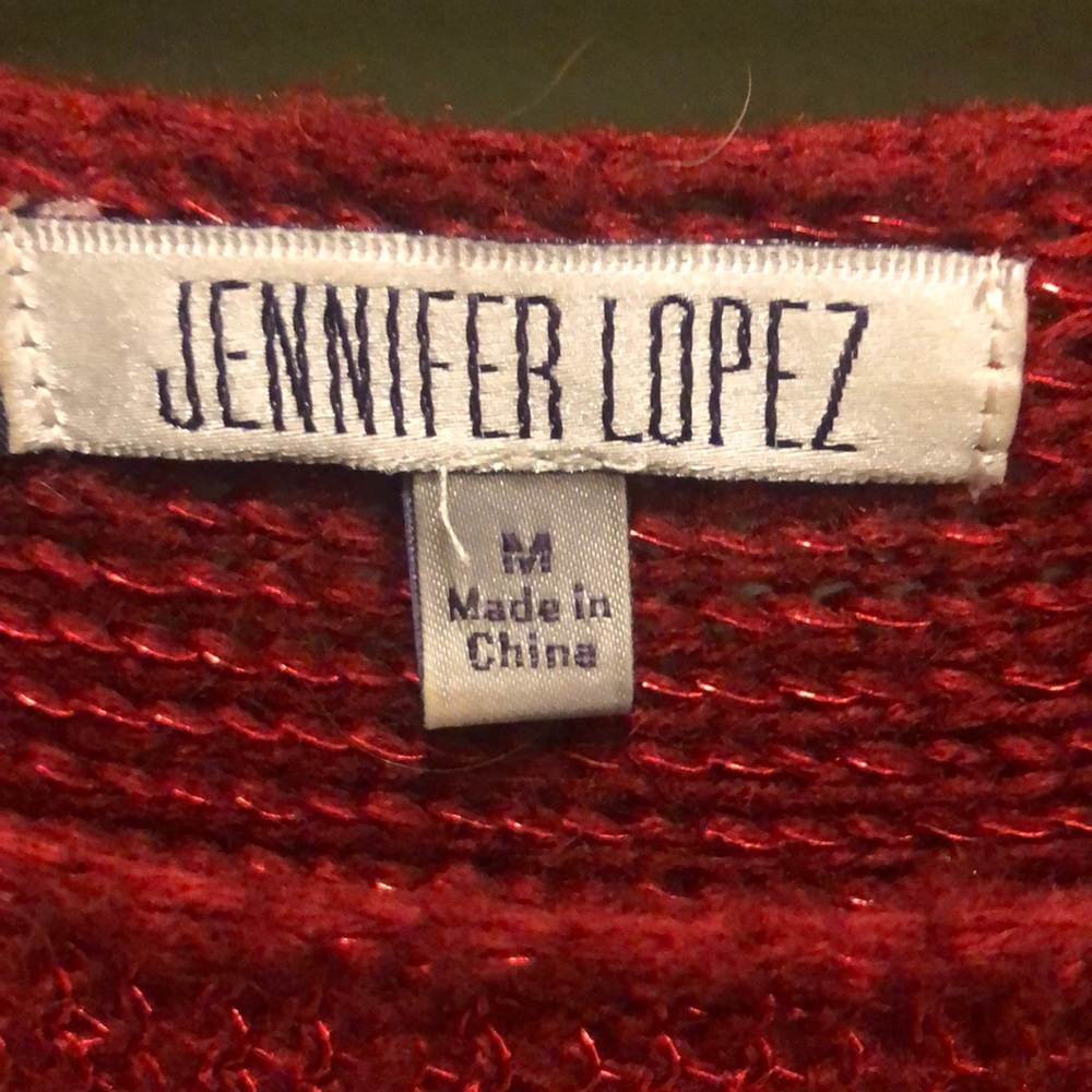 Jennifer Lopez Red Knit Sweater